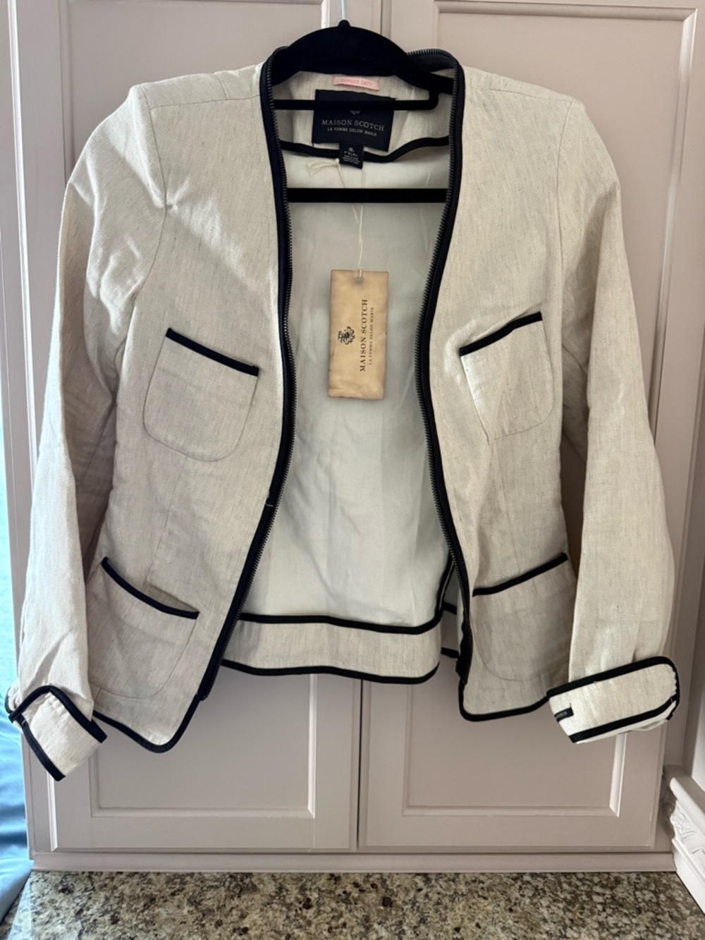 Scotch & Soda Cream Jacket with Black Trim